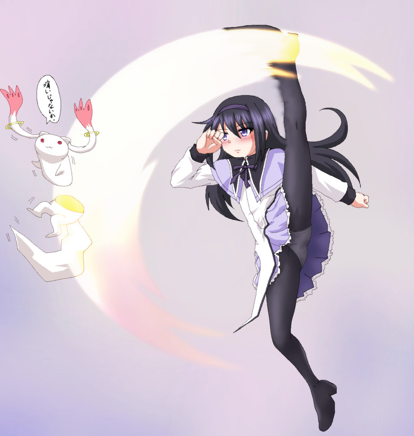 akemi homura and kyubey (mahou shoujo madoka magica and 1 more) drawn by hayashiya_zankurou