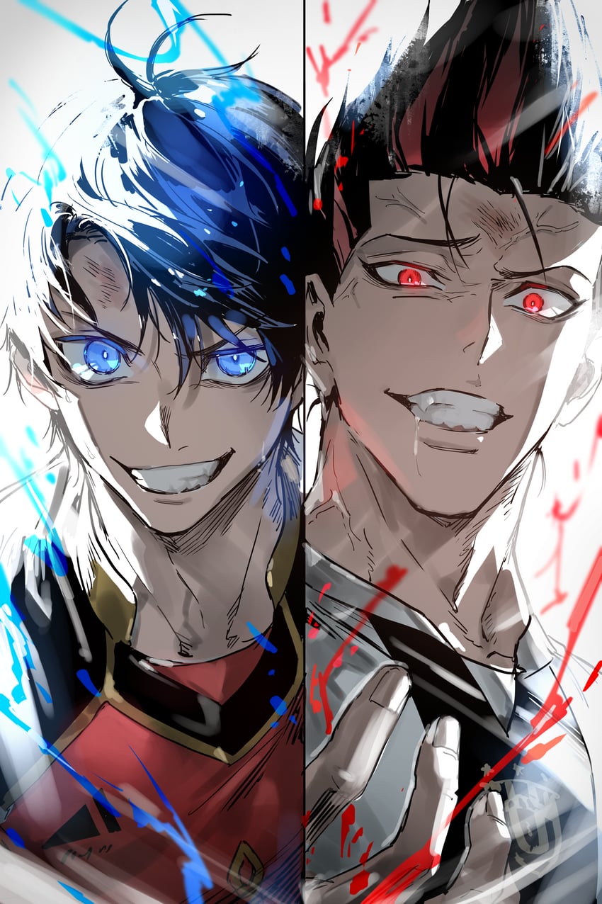 isagi yoichi and barou shouei (blue lock) drawn by bomber_tarou