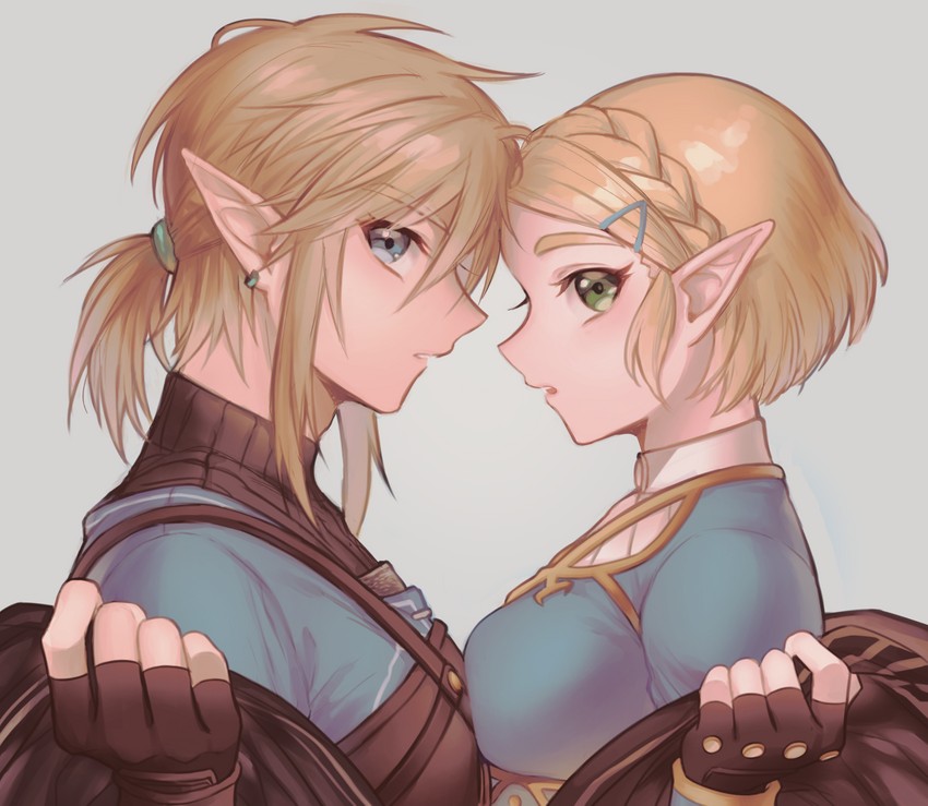 link and princess zelda (the legend of zelda and 1 more) drawn by loz_017