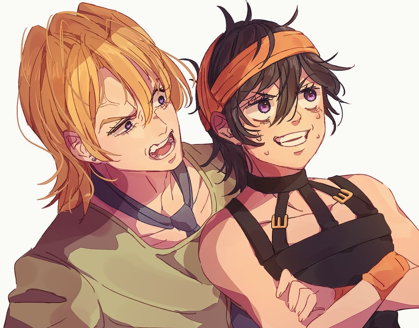 narancia ghirga and pannacotta fugo (jojo no kimyou na bouken and 1 more) drawn by siniy
