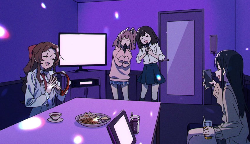 azuma yuu, taiga kurumi, katori ranko, and kamei mika (trapezium) drawn by manamisan