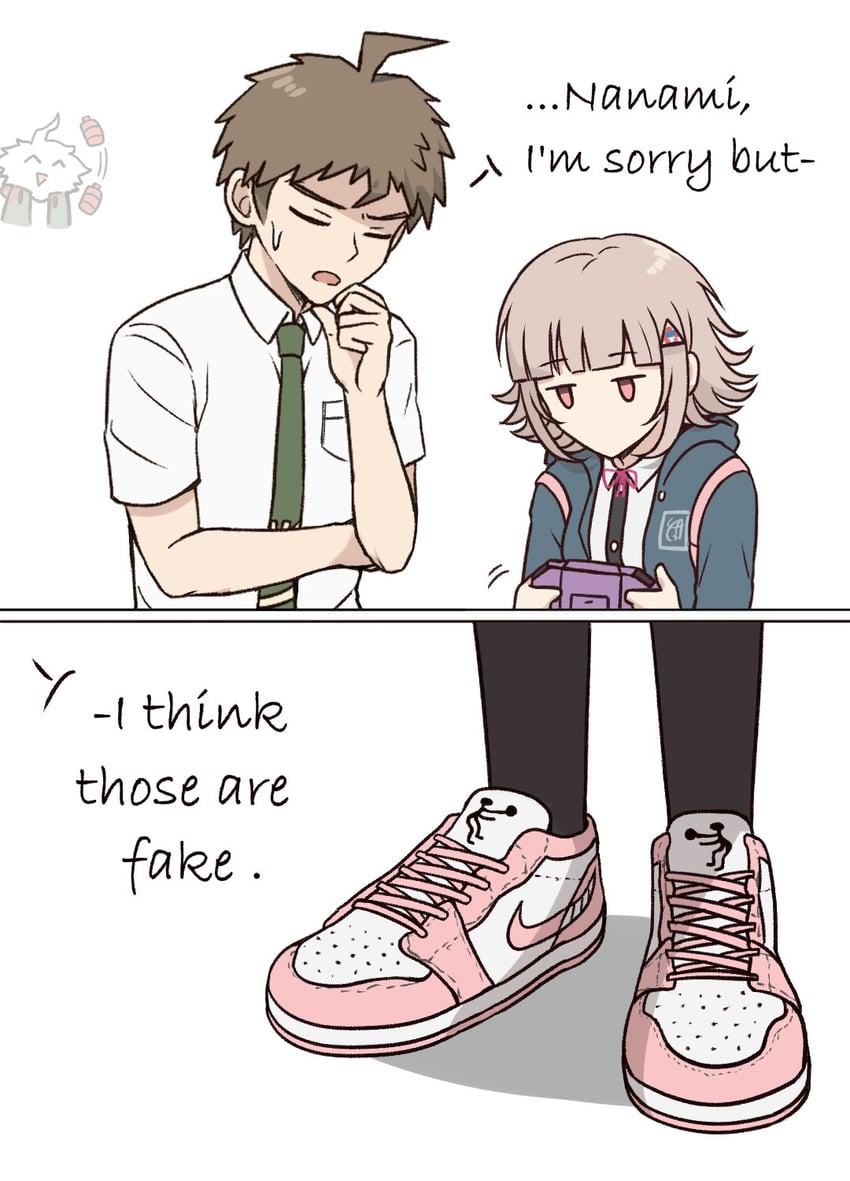 nanami chiaki, komaeda nagito, and hinata hajime (danganronpa and 1 more) drawn by kmnm_1403