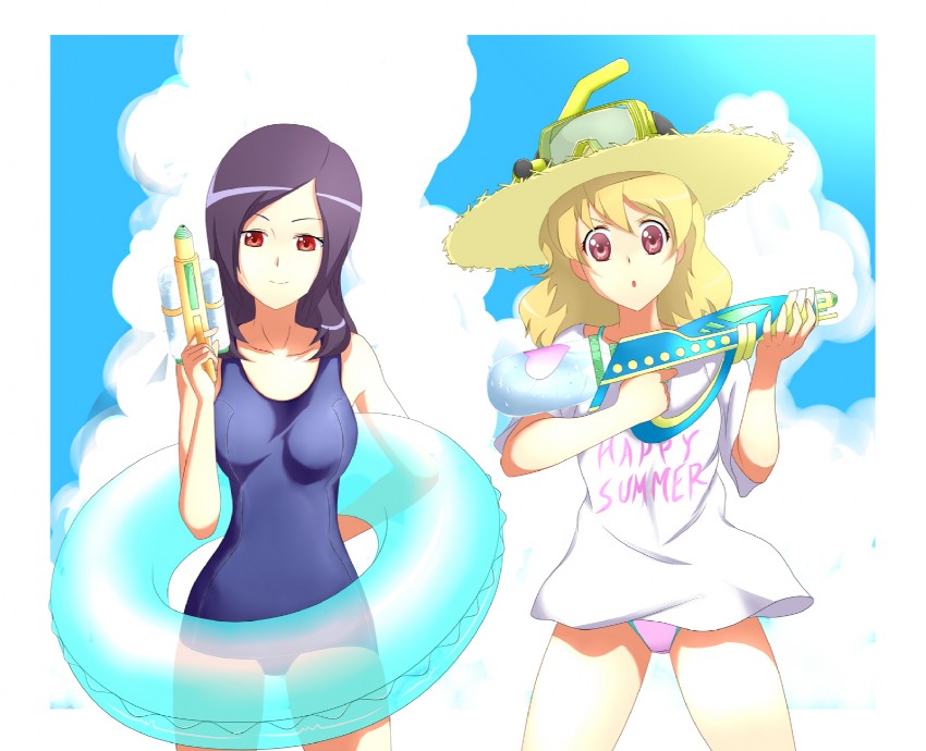 higashi setsuna and momozono love (precure and 1 more) drawn by kani_get