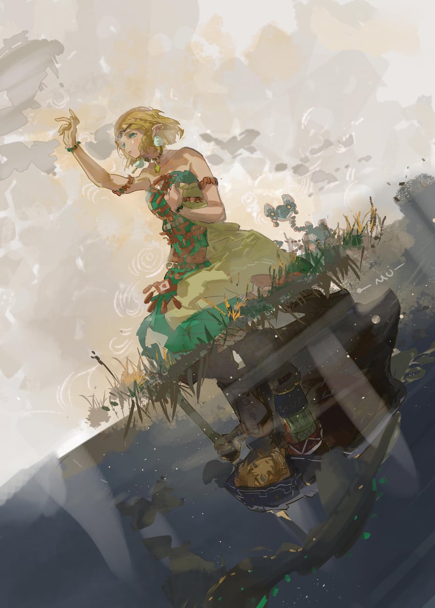 link and princess zelda (the legend of zelda and 1 more) drawn by muyihui