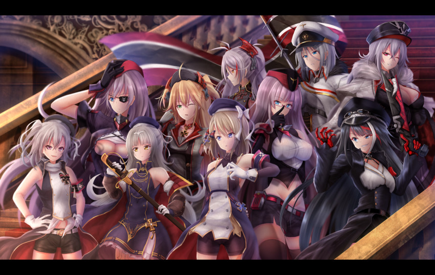 prinz eugen, z23, graf zeppelin, deutschland, admiral hipper, and 5 more (azur lane) drawn by denpa_(denpae29)