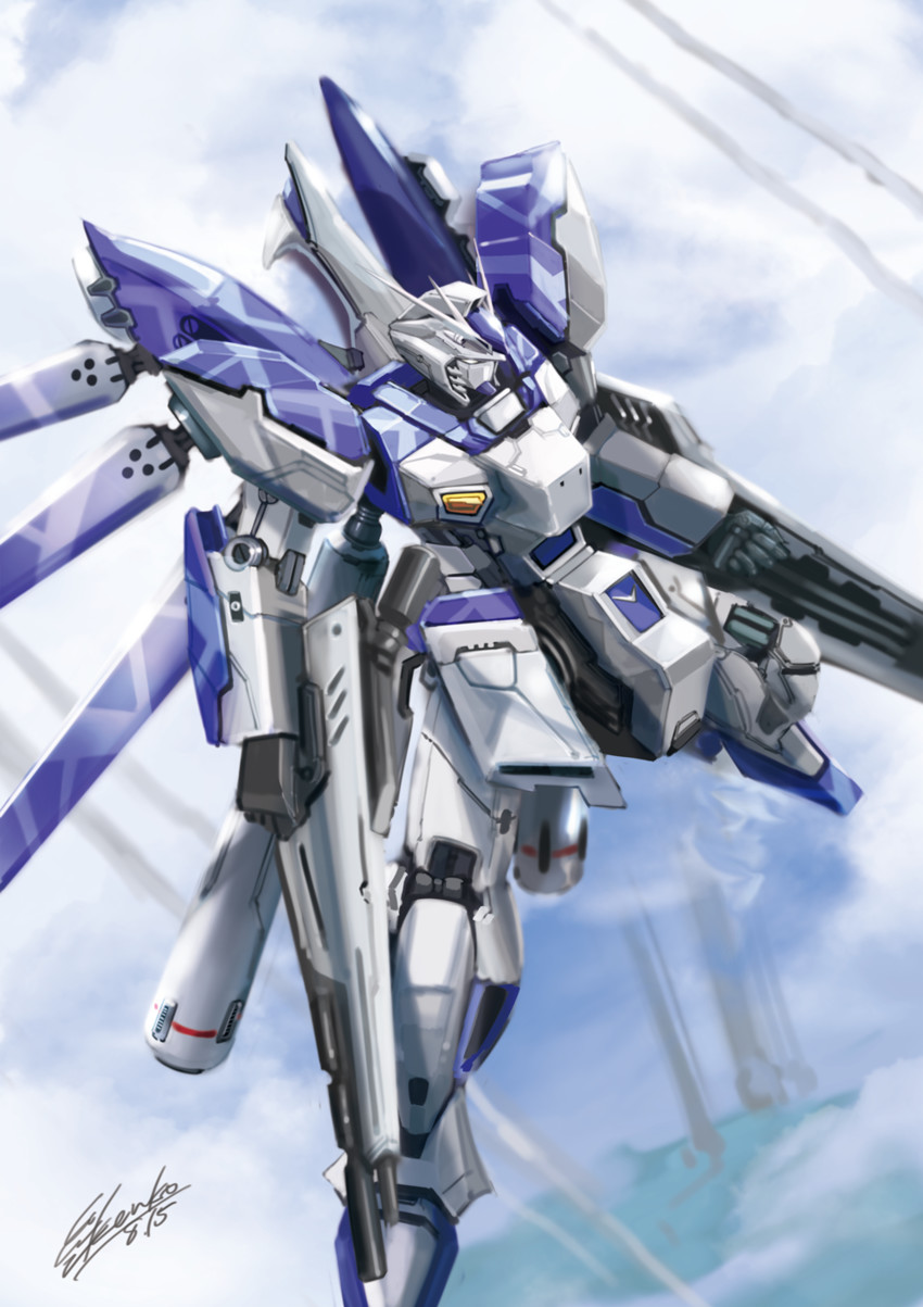 hi-nu gundam (gundam and 2 more) drawn by kenko_(a143016)
