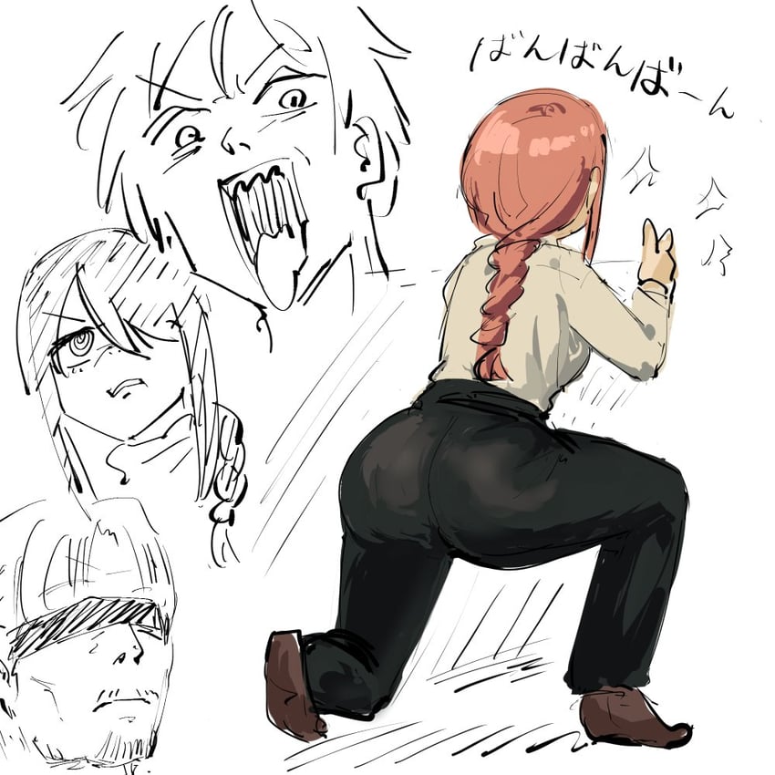 makima, denji, nayuta, and kishibe (chainsaw man and 1 more) drawn by tenten_(chan4545)