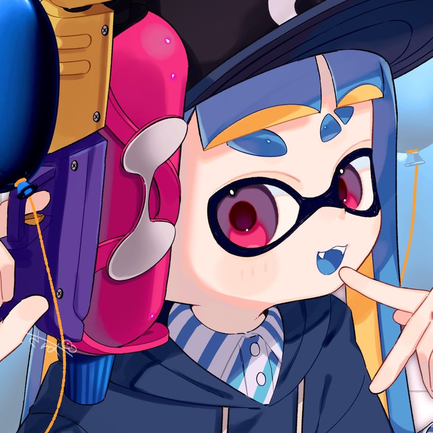 inkling player character and inkling girl (splatoon) drawn by sabata_saba