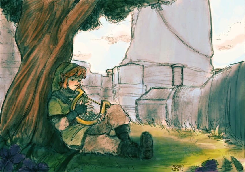 link (the legend of zelda and 1 more) drawn by yasmeen