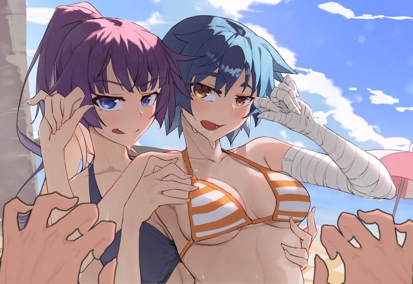 senjougahara hitagi and kanbaru suruga (monogatari) drawn by thomas_(aoakumasan)