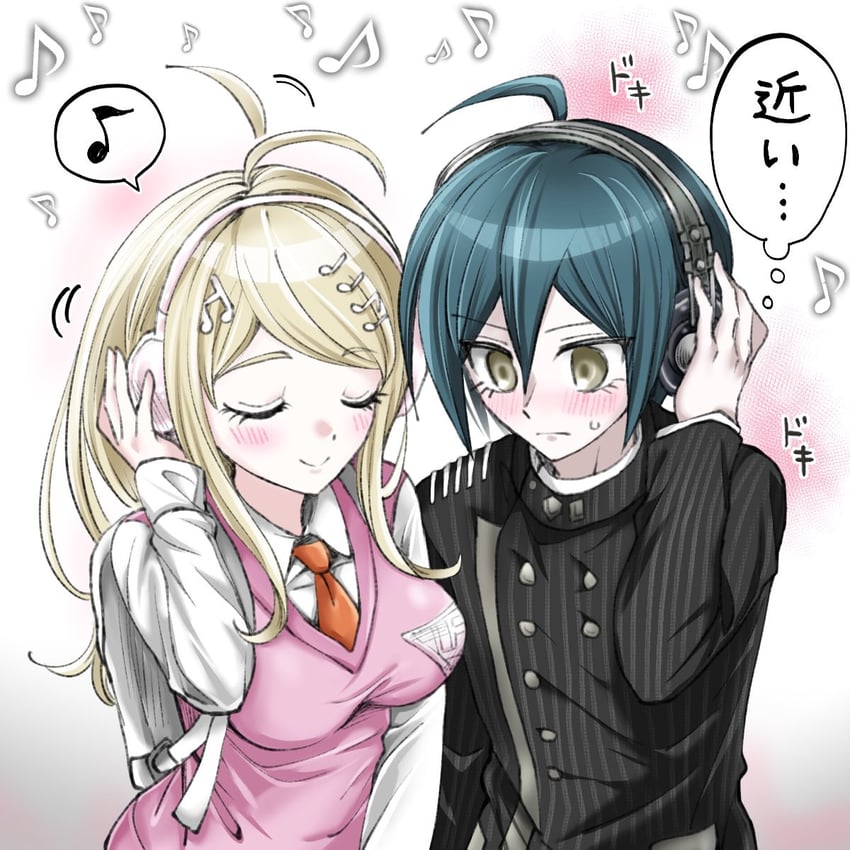 saihara shuichi and akamatsu kaede (danganronpa and 1 more) drawn by moon_(moon0771110)