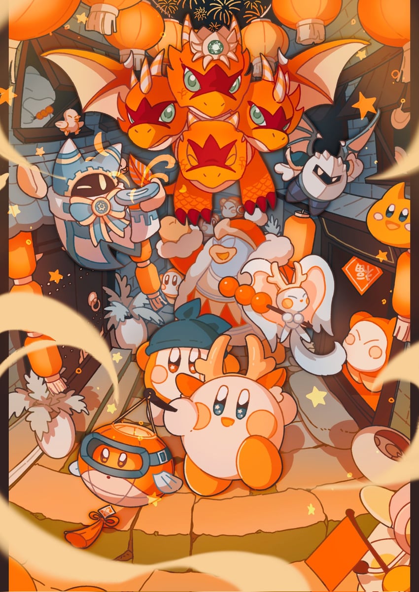 kirby, meta knight, waddle dee, king dedede, magolor, and 7 more (kirby) drawn by glef_life