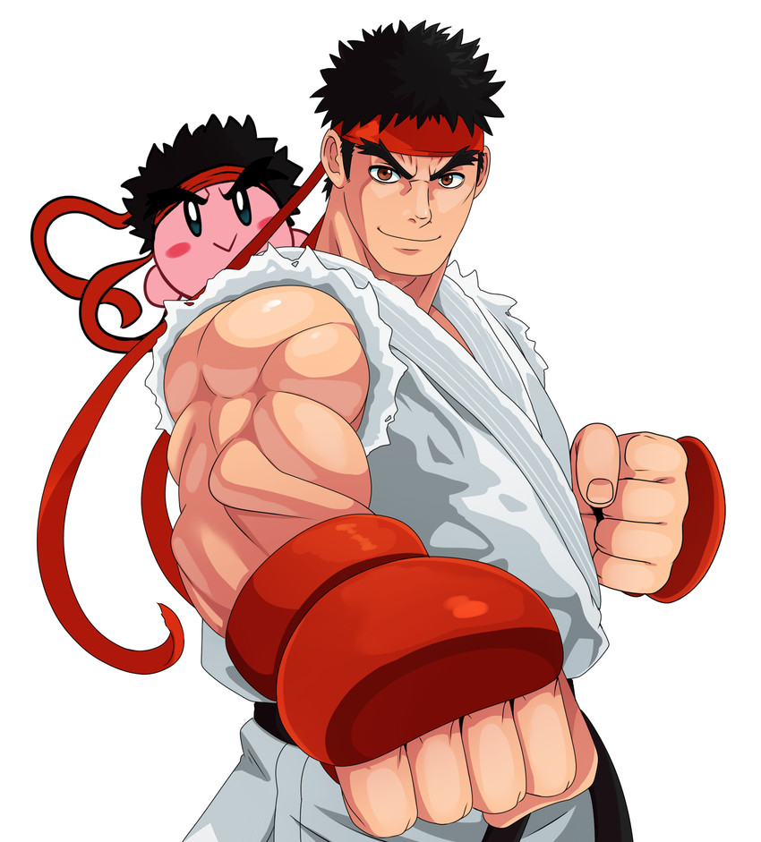 kirby and ryu (street fighter and 2 more) drawn by eric_lowery