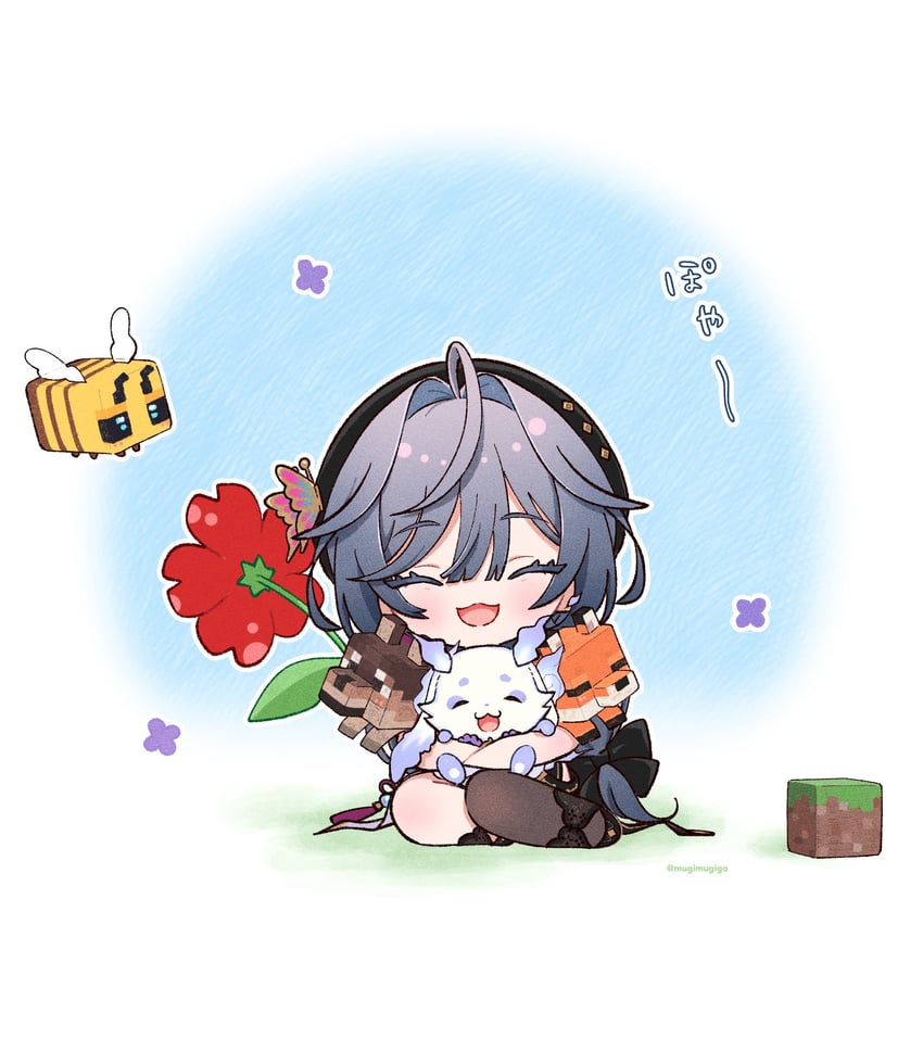 lunlun, wolf, bee, fox, and kisara (nijisanji and 1 more) drawn by mugimugigo