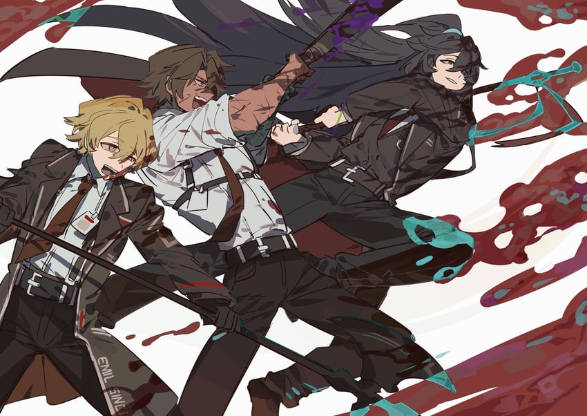 sinclair, hong lu, and heathcliff (project moon and 1 more) drawn by itokenaikei
