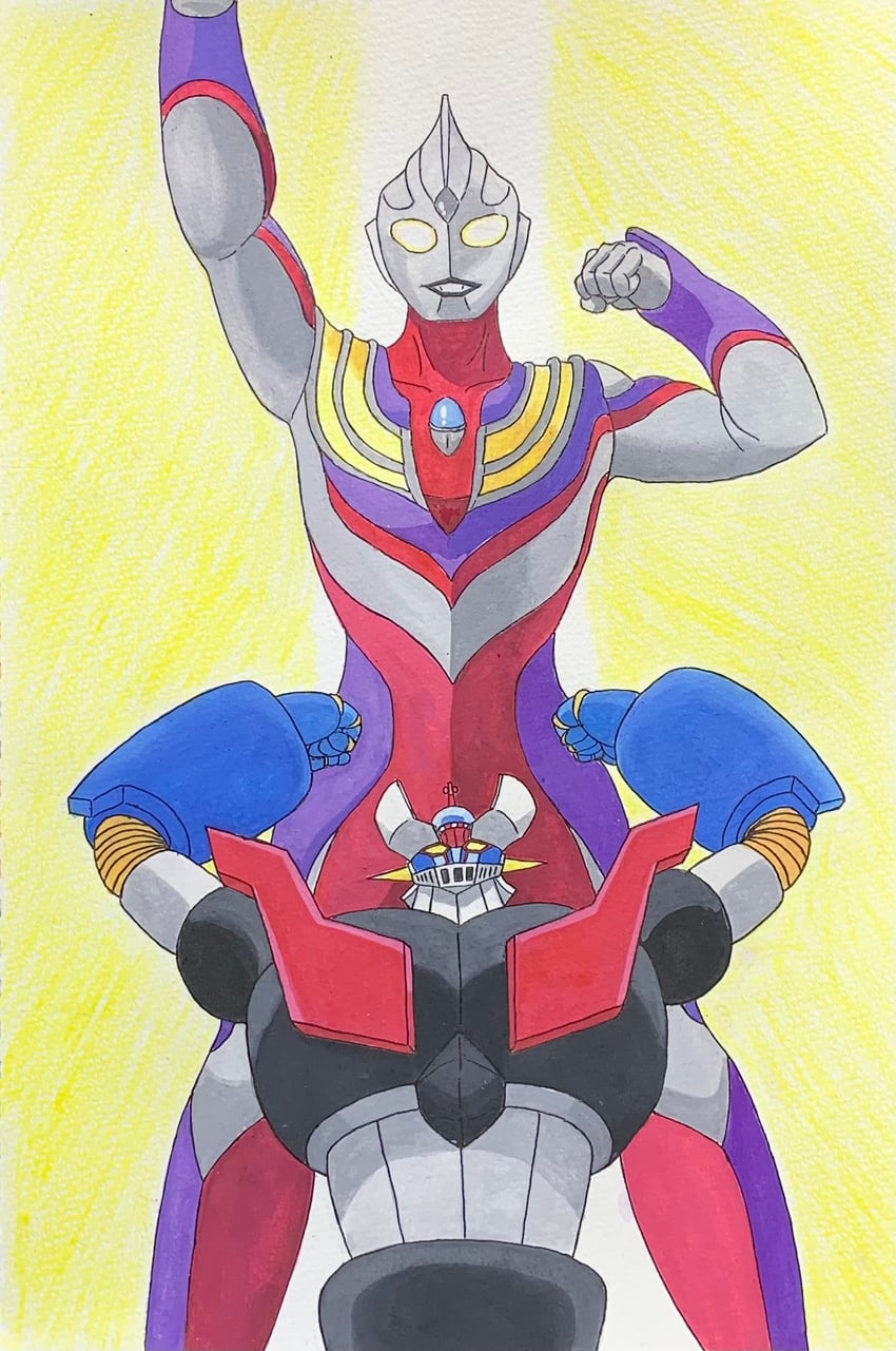 mazinger z and ultraman tiga (ultra series and 3 more) drawn by emperor_majin_z