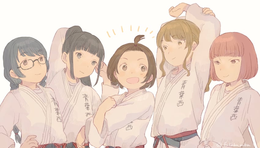 sonoda michi, hiura towa, takigawa sanae, nagumo anna, and himeno tsumugi (mou ippon!) drawn by fukaba_mika