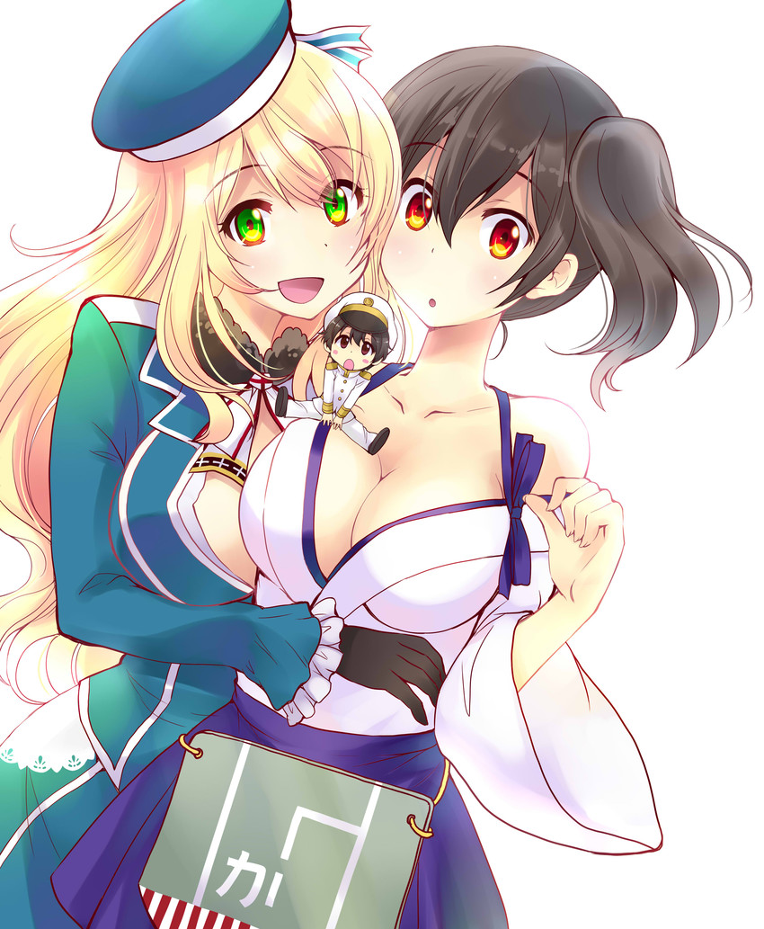 admiral, kaga, and atago (kantai collection) drawn by hoshino_madoka