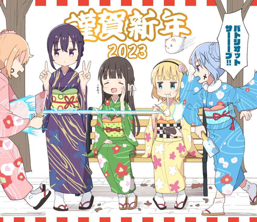 kafuu chino, hoto cocoa, kirima syaro, tippy, tedeza rize, and 1 more (gochuumon wa usagi desu ka?) drawn by mohei