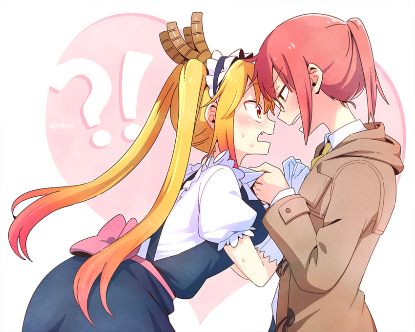 tohru and kobayashi (kobayashi-san chi no maidragon) drawn by nightea