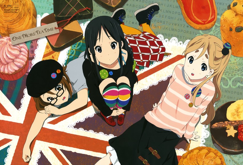 akiyama mio, tainaka ritsu, and kotobuki tsumugi (k-on! and 2 more) drawn by horiguchi_yukiko, tamine_ikuko, and uno_shizuka