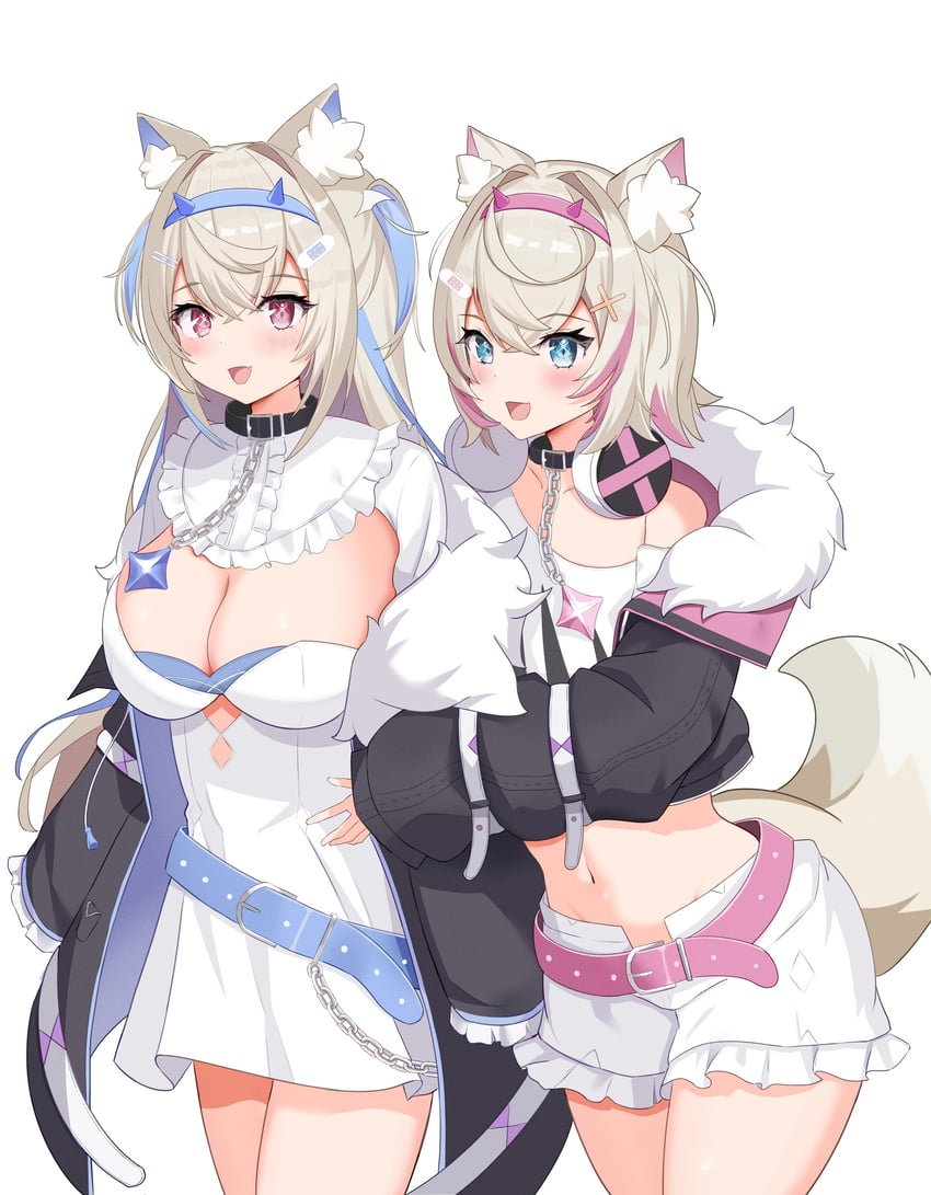 fuwawa abyssgard and mococo abyssgard (hololive and 1 more) drawn by sasaki_ikuya