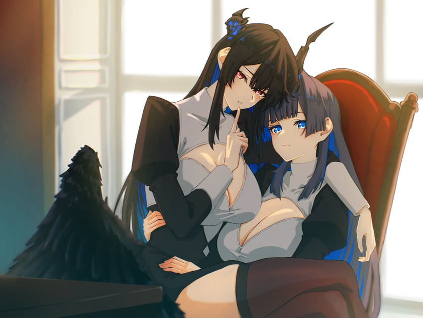 ouro kronii and nerissa ravencroft (hololive and 1 more) drawn by yuutomeh
