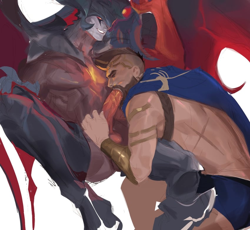 pantheon and aatrox (league of legends) drawn by code2_ip
