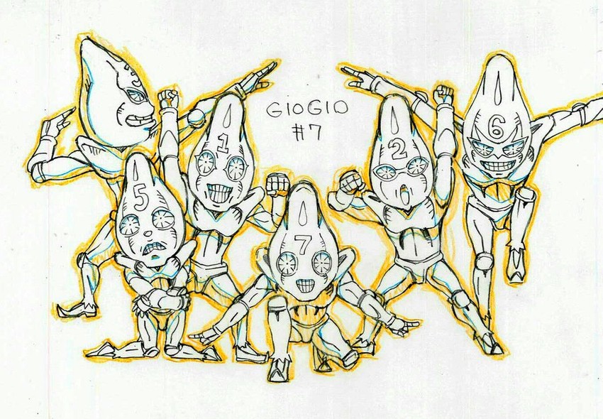 sex pistols (jojo no kimyou na bouken and 2 more) drawn by kojima_eri_(animator)