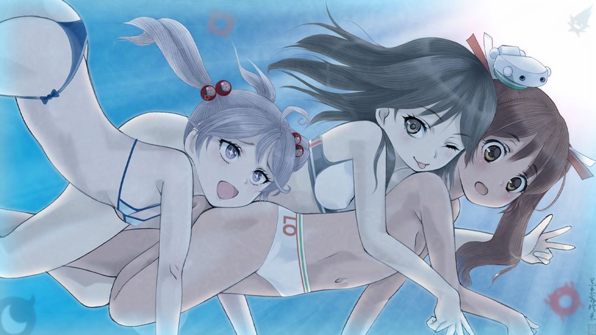 sazanami, arashio, libeccio, and enemy lifebuoy (kantai collection) drawn by cloritin