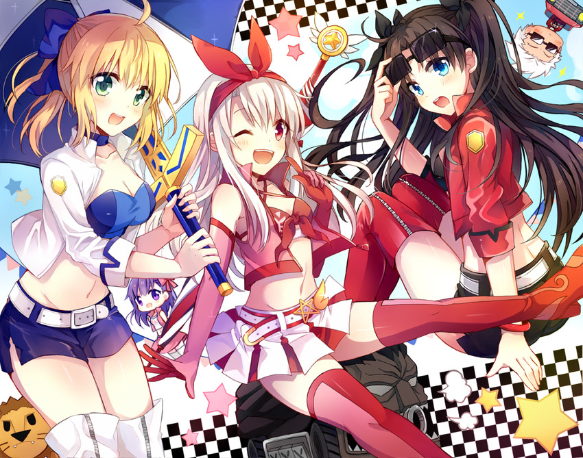 artoria pendragon, saber, tohsaka rin, illyasviel von einzbern, matou sakura, and 4 more (fate and 3 more) drawn by yimu