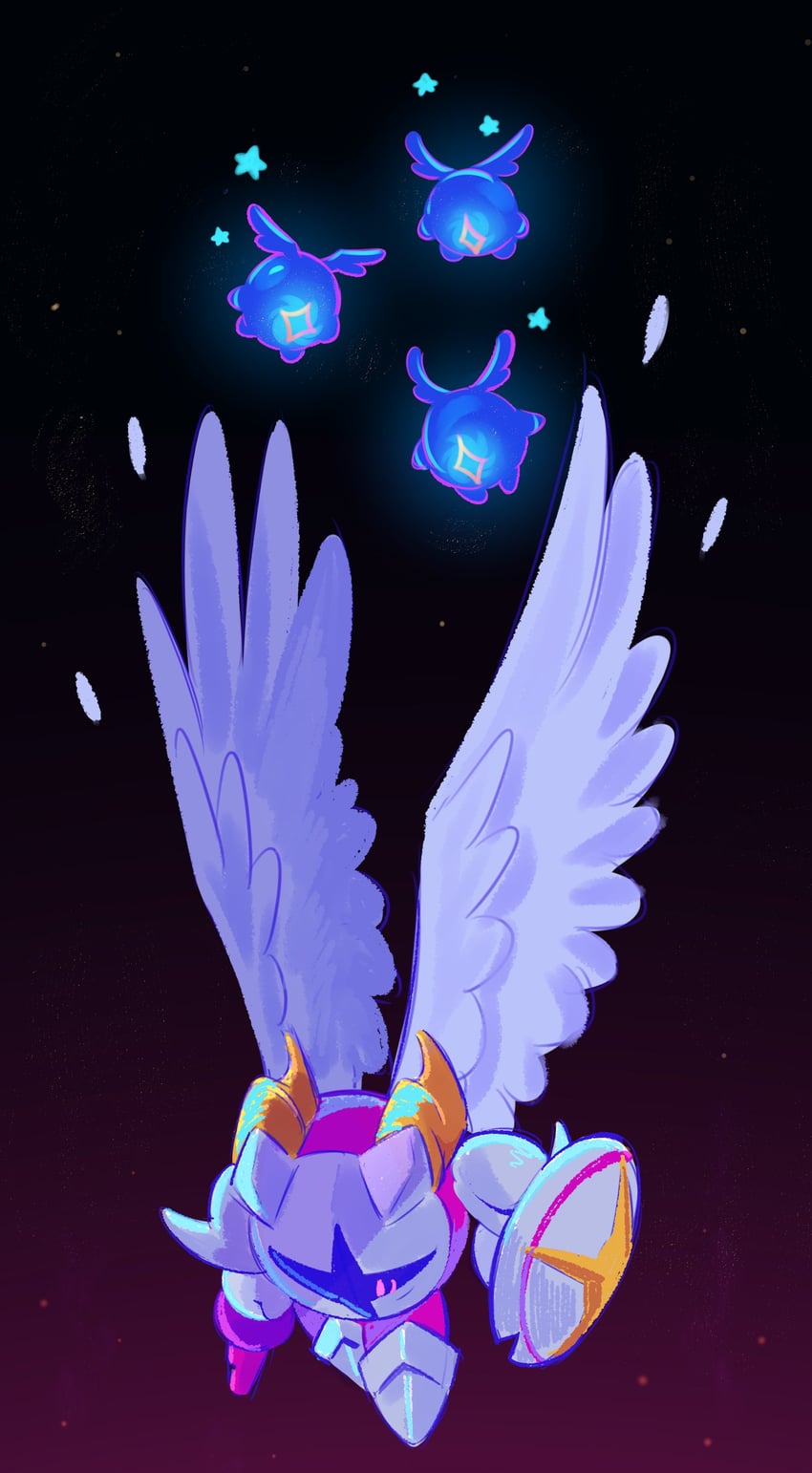 galacta knight and starry (kirby and 2 more) drawn by fafameow