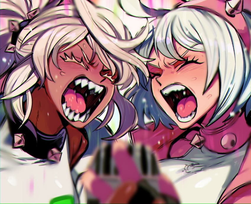 ramlethal valentine and elphelt valentine (guilty gear and 1 more) drawn by nanika_(nnkgh)