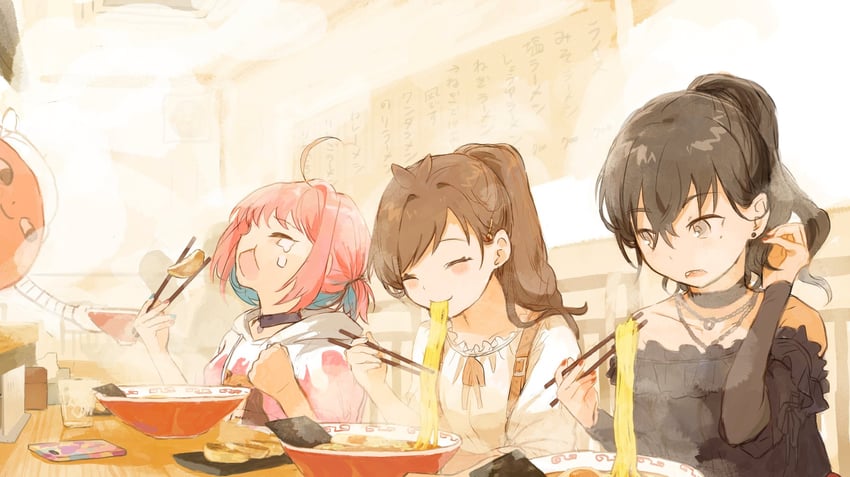 yumemi riamu, sunazuka akira, tsujino akari, and ringorou (idolmaster and 1 more) drawn by goto_(cach8237)