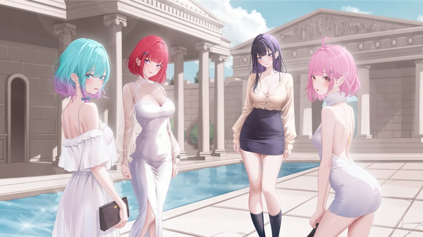 ellie, karin, arisa, and eris (charon universe) drawn by myomomoo