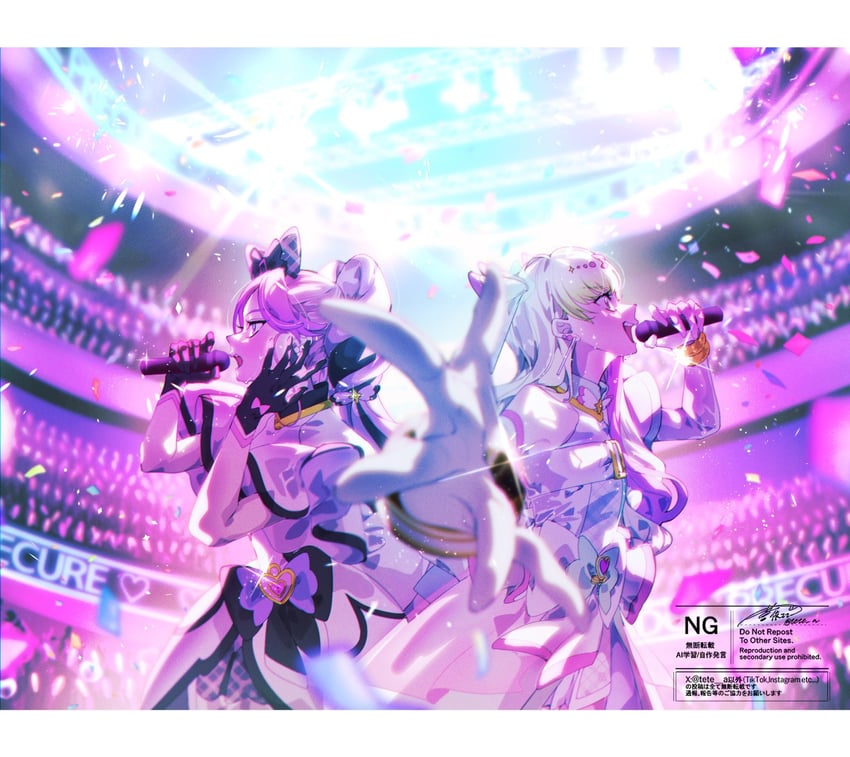 cure zukyuun and cure kiss (precure and 1 more) drawn by aoi_tete