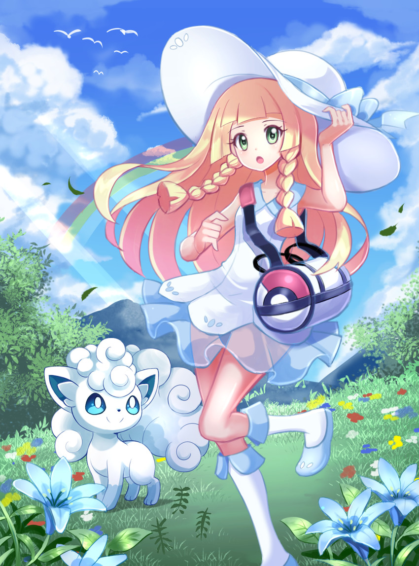 lillie and alolan vulpix (pokemon and 1 more) drawn by pixitales and stacona