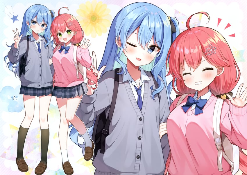 hoshimachi suisei and sakura miko (hololive and 1 more) drawn by mauve