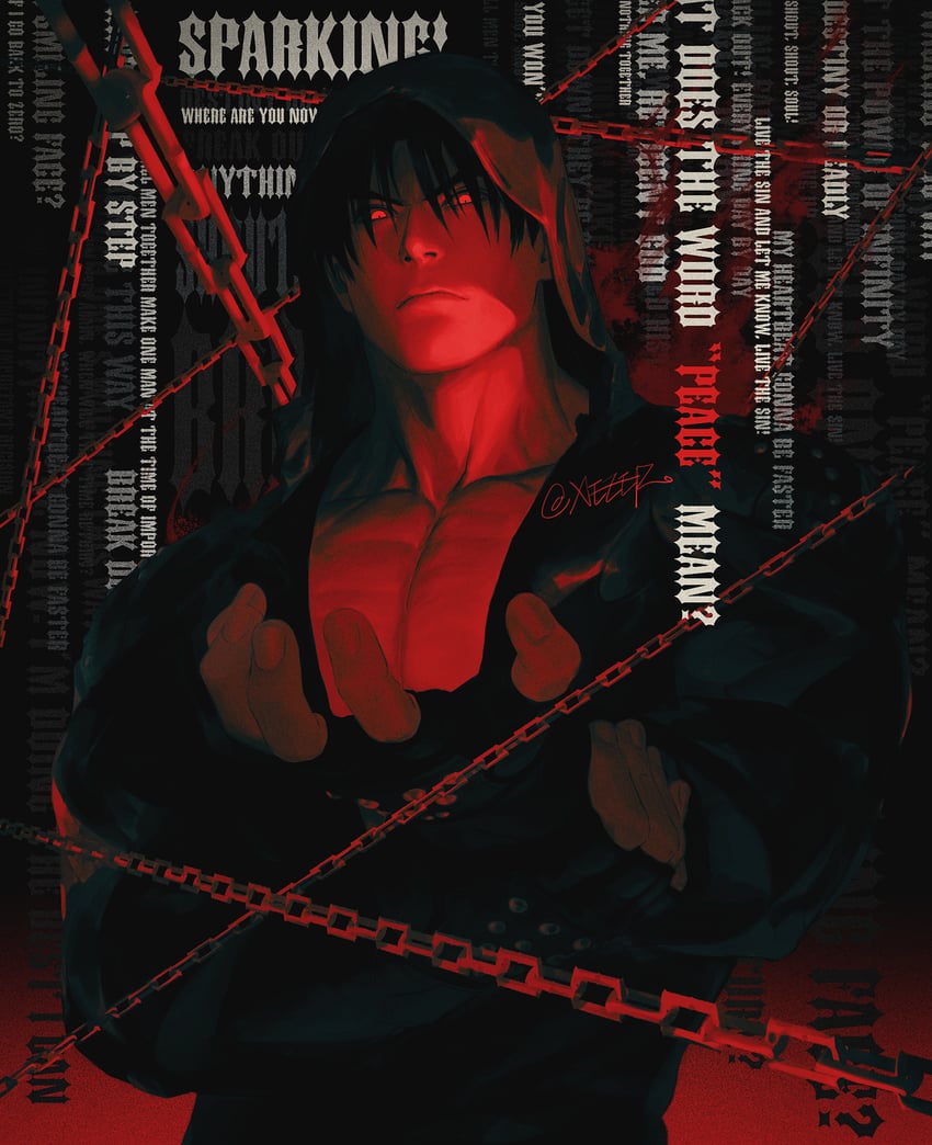 kazama jin (tekken and 1 more) drawn by isdx00