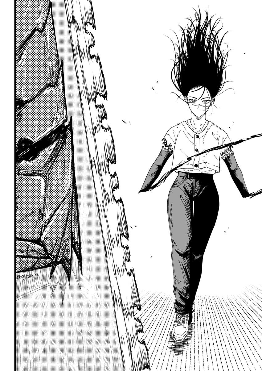 yoru and chainsaw devil (chainsaw man) drawn by gitokuja