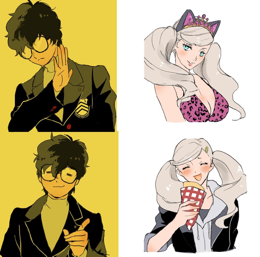 amamiya ren and takamaki anne (persona and 1 more) drawn by kame_misaki