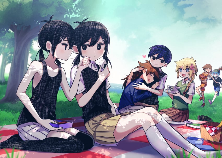 sunny, omori, basil, aubrey, kel, and 2 more (omori) drawn by yutsu