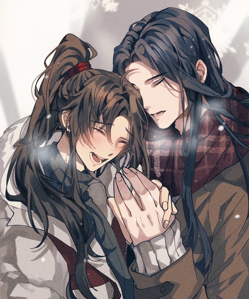 wei wuxian and lan wangji (modao zushi) drawn by ronpu_cooing