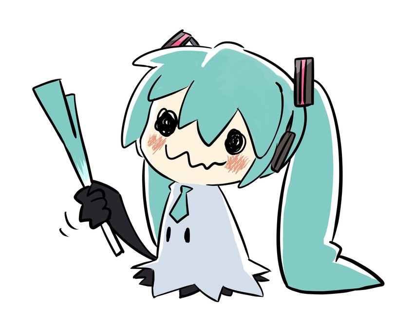 hatsune miku and mimikyu (pokemon and 1 more) drawn by rsk_(tbhono)