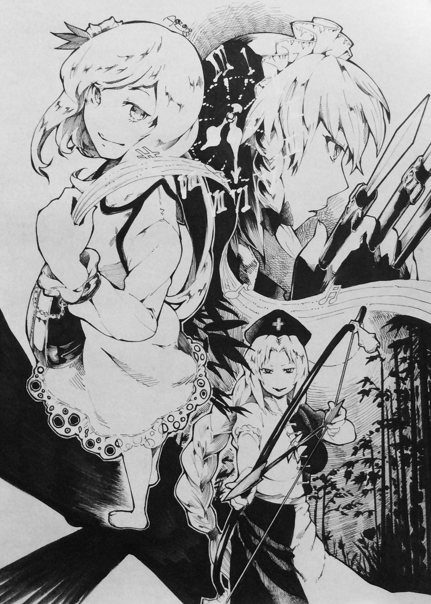 izayoi sakuya, yagokoro eirin, and tsukumo benben (touhou) drawn by aozora_taf
