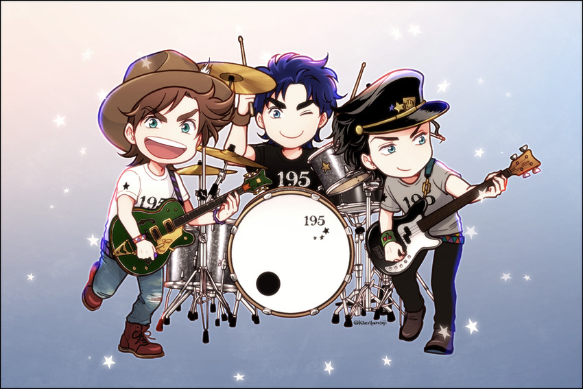 joseph joestar, kujo jotaro, and jonathan joestar (jojo no kimyou na bouken and 3 more) drawn by yokozawa_(pyu-tohuku)