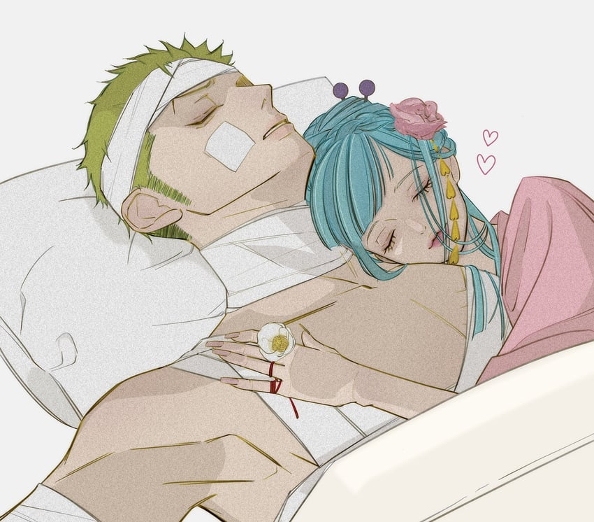 roronoa zoro and kouzuki hiyori (one piece) drawn by sskw_mm
