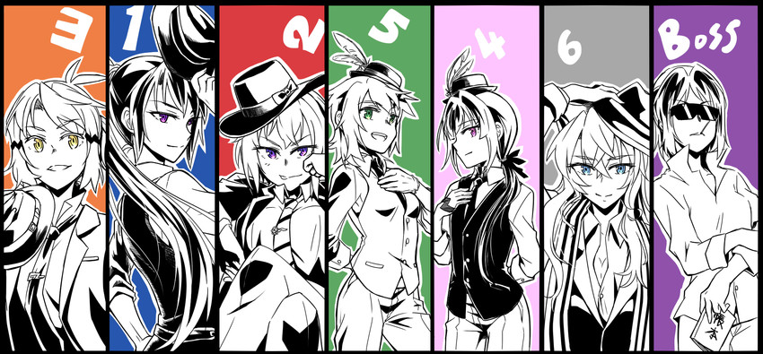 yukine chris, tachibana hibiki, akatsuki kirika, tsukuyomi shirabe, kazanari tsubasa, and 2 more (senki zesshou symphogear) drawn by stc