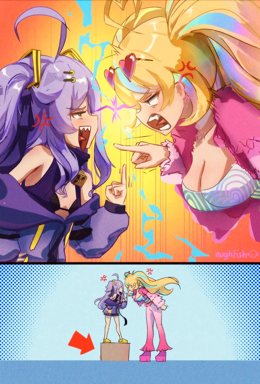 henya the genius and arielle (indie virtual youtuber and 1 more) drawn by eughfish