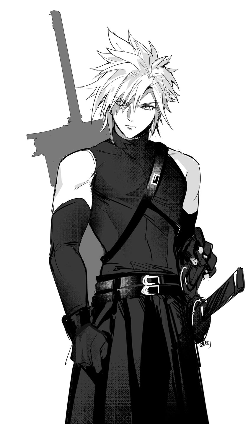 cloud strife (final fantasy and 3 more) drawn by duoj_ji